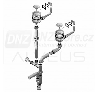 Alveus sifon s odtokem 3 1/2” - dvojitý 2XSPH 114 - PP - 114 - PP