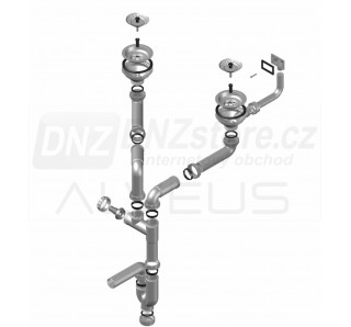 Alveus sifon s odtokem 3 1/2” POP-UP - dvojitý 2XSF 114-114 POP-UP-N ECO