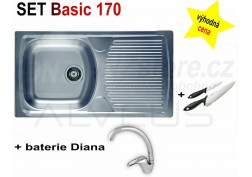 SET nerezový dřez Alveus Basic 170 + BATERIE různé druhy 